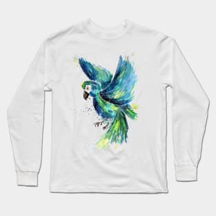 Blue Parrot Watercolor Long Sleeve T-Shirt